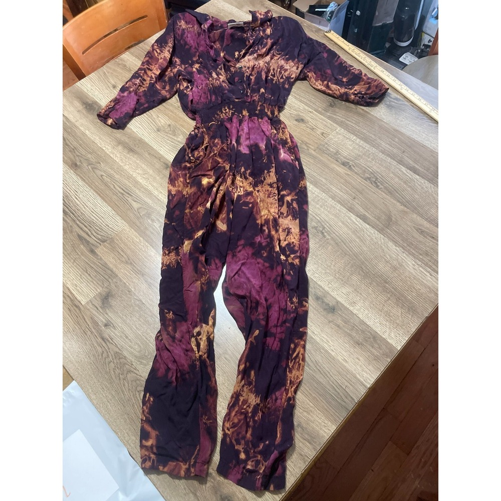 Red's Threads Jumpsuit Womens Medium Long Sleeve Shoulder Pads 3/4 Vintage